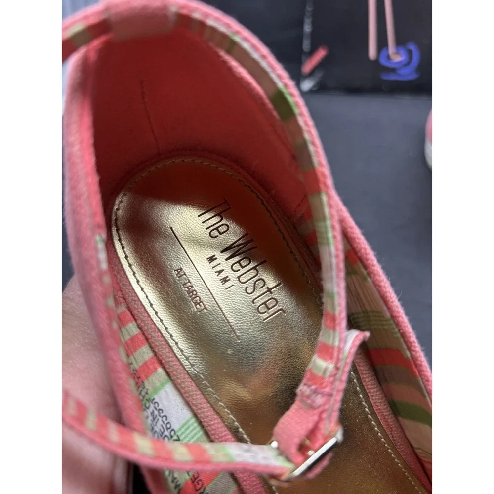 The Webster Miami At Target Pink Canvas Espadrille Wedge‎ Size 7.5
